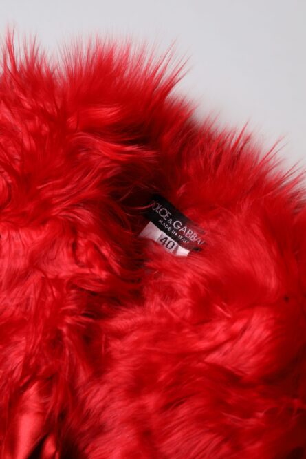 Red Alpaca Fur Women Neck Warmer Winter Scarf - Image 4