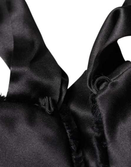 Black Lamb Fur Women Neck Warmer Winter Scarf - Image 5