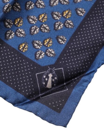 Blue Lady Bug Silk Square Handkerchief Scarf - Image 5