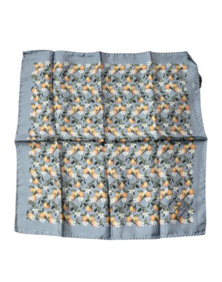Gray Oranges Silk Square Handkerchief Scarf - Image 2