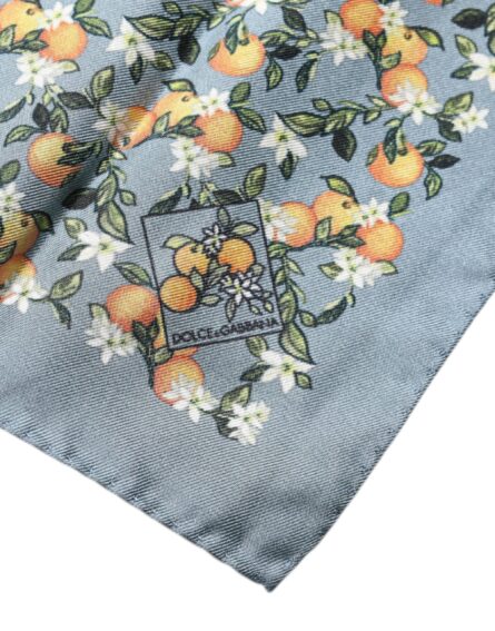Gray Oranges Silk Square Handkerchief Scarf - Image 5