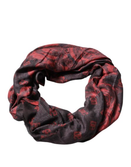 Black Red Floral Modal Wrap Shawl Scarf - Image 5