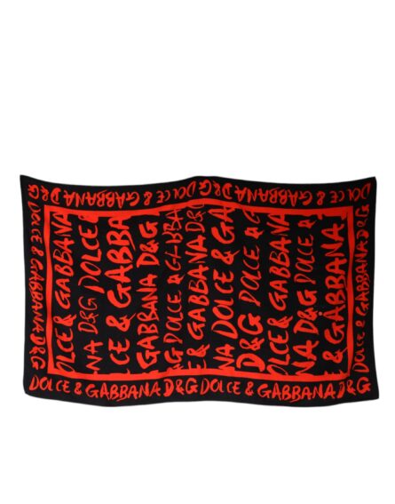 Black Red Logo Print Cotton Beach Towel - Image 2