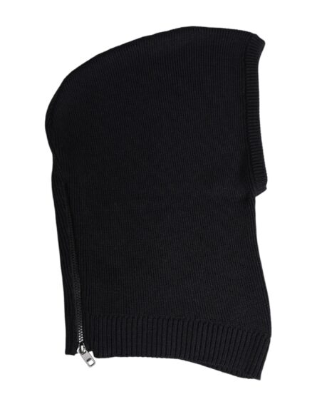 Black Wool Whole Head Wrap Balaclava Hat - Image 2