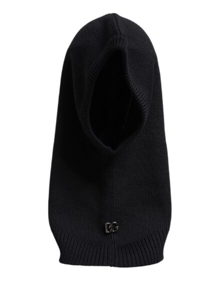 Black Wool Whole Head Wrap Balaclava Hat - Image 7