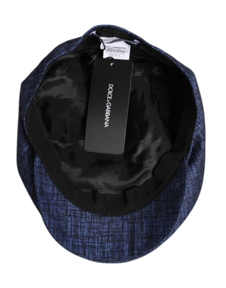 Blue Cotton Stretch Newsboy Hat - Image 6