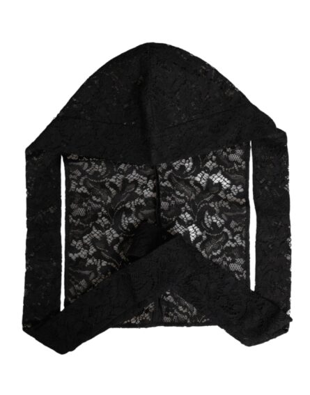 Black Floral Lace Whole Head Wrap Hat - Image 4