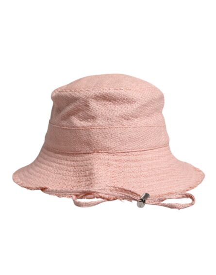 Pink Cotton Wide Brim Bucket Hat - Image 2