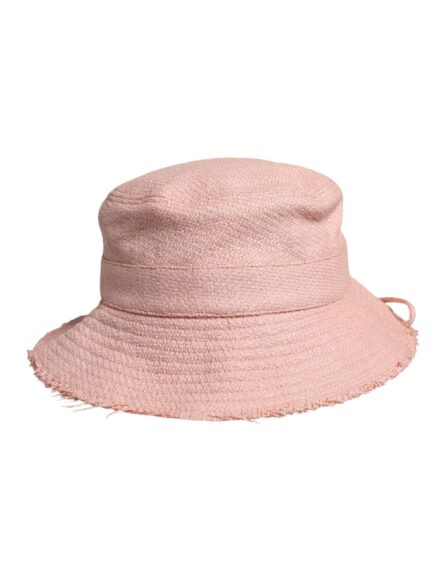 Pink Cotton Wide Brim Bucket Hat - Image 4