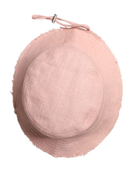 Pink Cotton Wide Brim Bucket Hat - Image 5