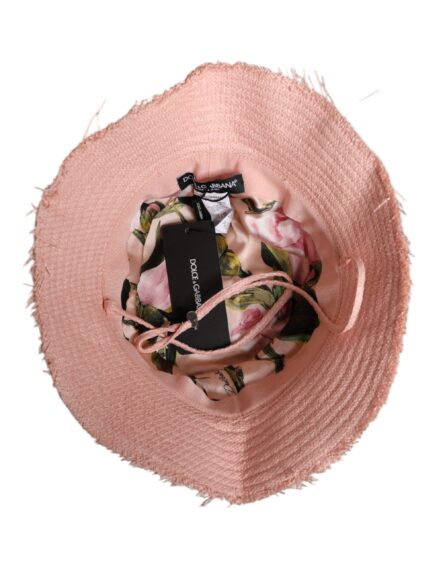 Pink Cotton Wide Brim Bucket Hat - Image 6