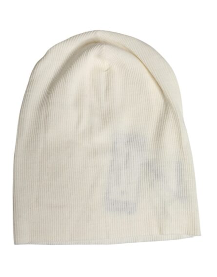 Beige Wool Blend Knitted Beanie Cap - Image 2