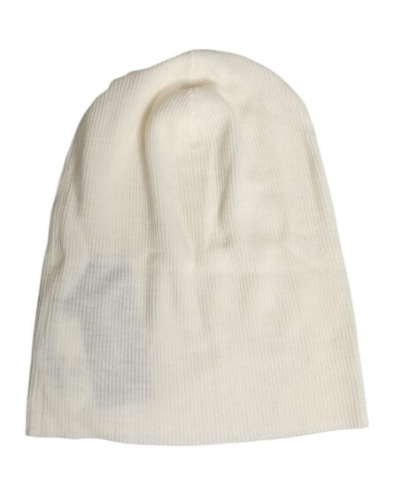 Beige Wool Blend Knitted Beanie Cap - Image 3