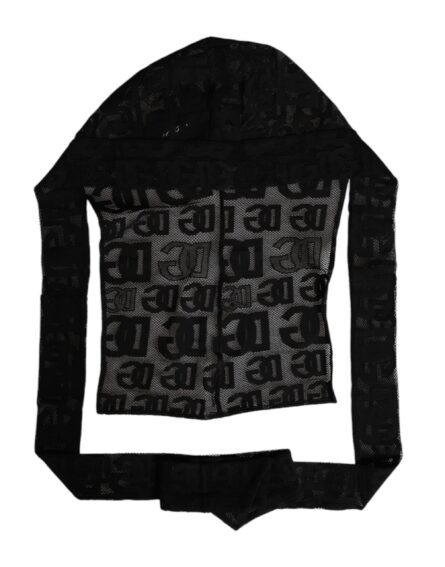 Black Logo Mesh Whole Head Wrap Hat - Image 2