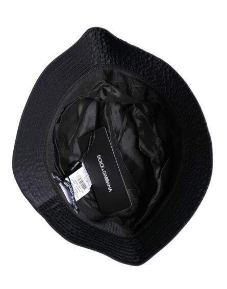 Black Cotton Wide Brim Bucket Hat - Image 5