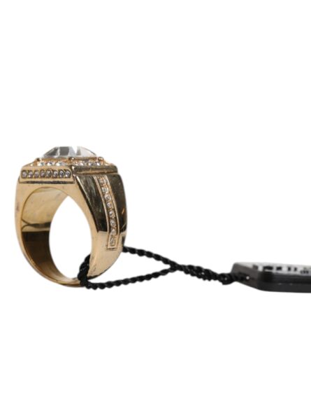 Gold Tone Sterling Silver 925 Crystals Ring - Image 2