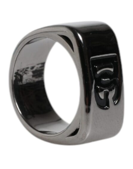 Silver Tone Brass Anello DG Logo Ring - Image 5