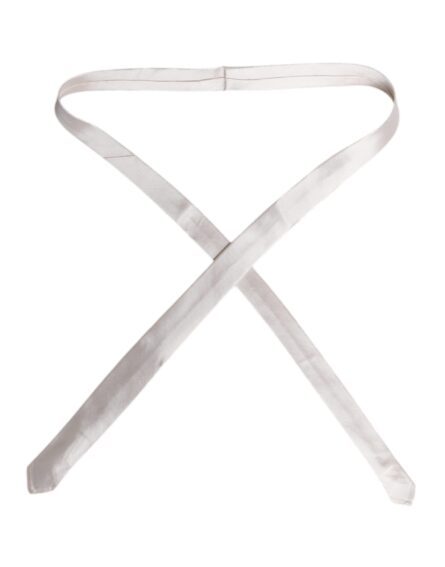 White Solid Silk Adjustable Necktie Tie - Image 4