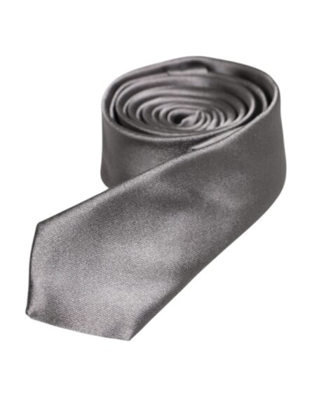 Metallic Silver Silk Adjustable Necktie Tie - Image 3