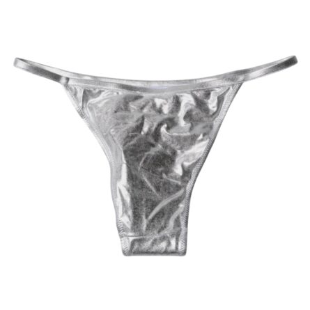 Silver Polyester Beachwear Bikini Bottom Swimwear - Image 5