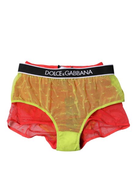 Red Yellow Tulle Mid Waist Panty Underwear - Image 2