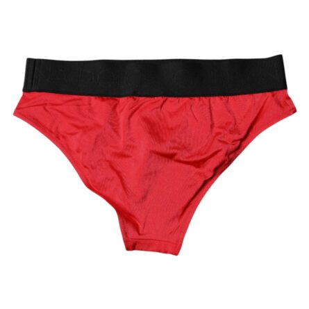 Red Nylon Stretch Mid Waist Panty Underwear - Image 5