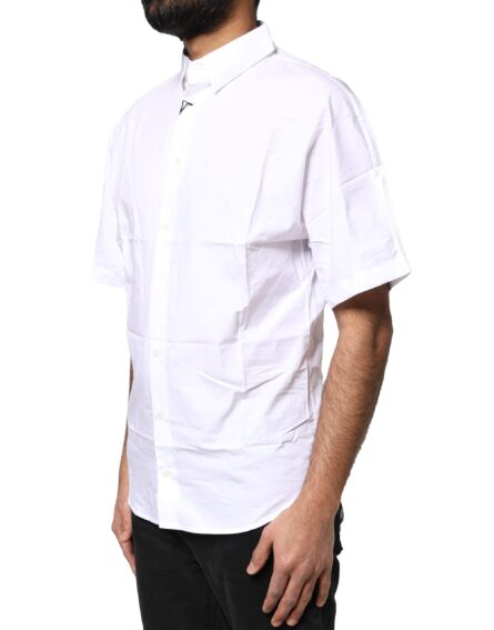 White Cotton Button Down Casual Men Polo Shirt - Image 2