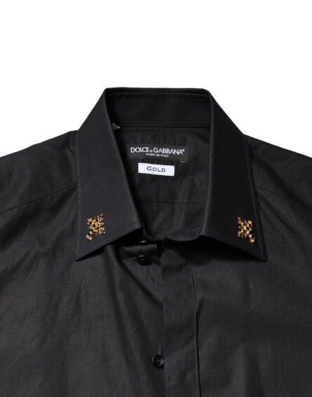 Black GOLD Cross Embellished Men Dress Shirt - Image 5