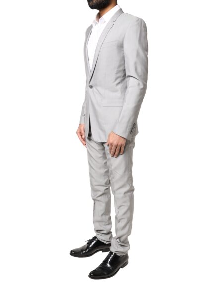 Light Gray Wool GOLD 2 Piece Formal Suit - Image 3