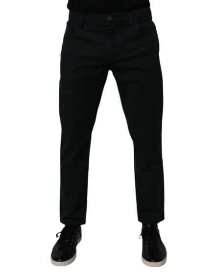 Dark Green Cotton Loose Men Denim Jeans - Image 2
