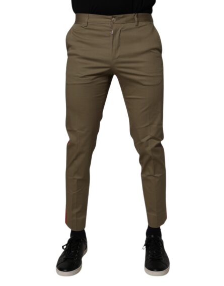 Dark Khaki Cotton Tapered Pants - Image 2