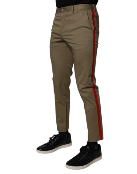 Dark Khaki Cotton Tapered Pants - Image 3