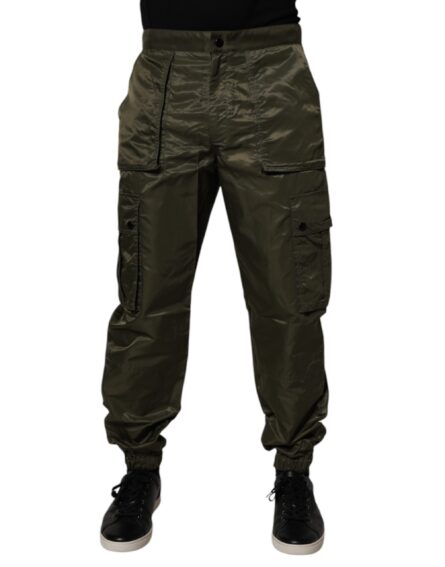 Dark Green Nylon Cargo Pants - Image 2