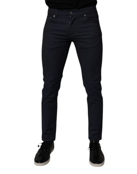 Dark Blue Cotton Stretch Skinny Denim Jeans - Image 2