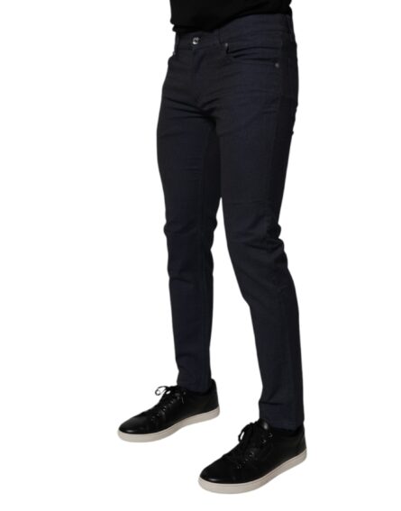 Dark Blue Cotton Stretch Skinny Denim Jeans - Image 3