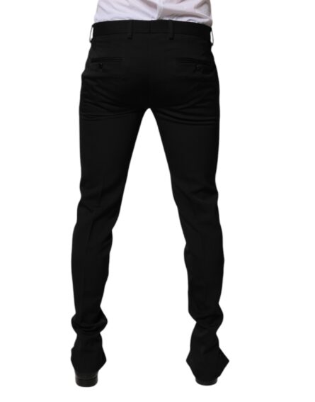 Black Wool Tapered Formal Dress Pants - Image 4