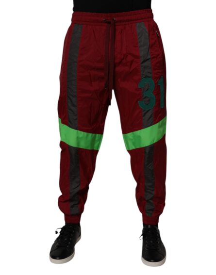 Maroon Nylon Men Jogger Sweatpants Pants - Image 2