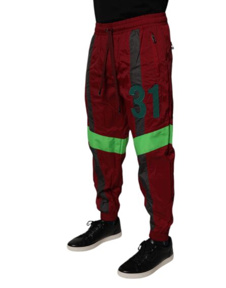 Maroon Nylon Men Jogger Sweatpants Pants - Image 3