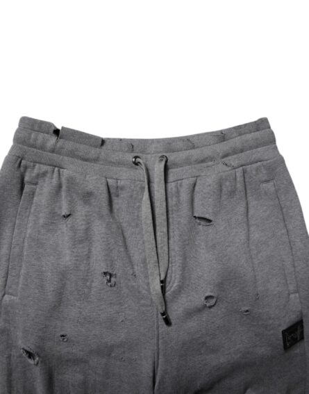 Gray Cotton RipStyle Straight Sweatpants Pants - Image 5