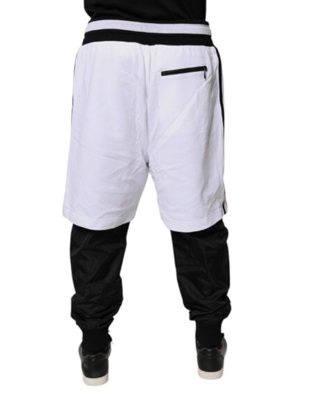Black White Cotton Layered Sweatpants Pants - Image 4