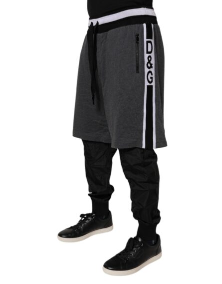Black Gray Cotton Layered Men Sweatpants Pants - Image 3