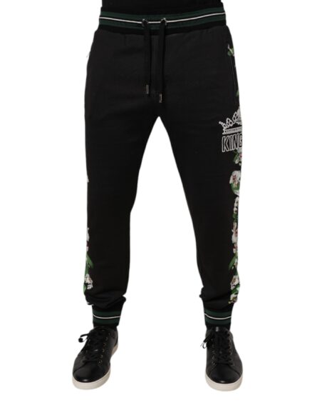 Black Floral King Men Jogger Sweatpants Pants - Image 2