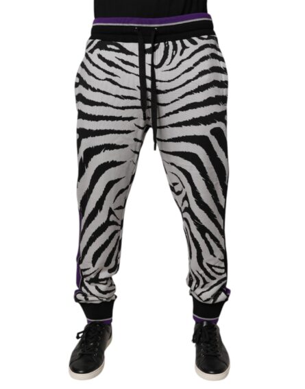 Black White Zebra Men Jogger Sweatpants Pants - Image 2