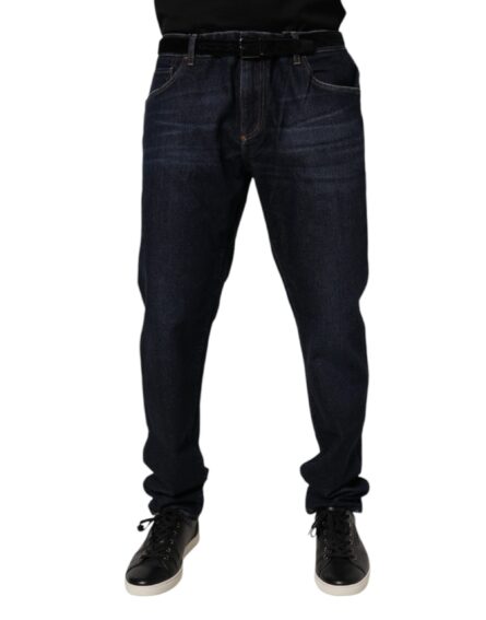 Dark Blue Cotton Stretch Skinny Denim Jeans - Image 2