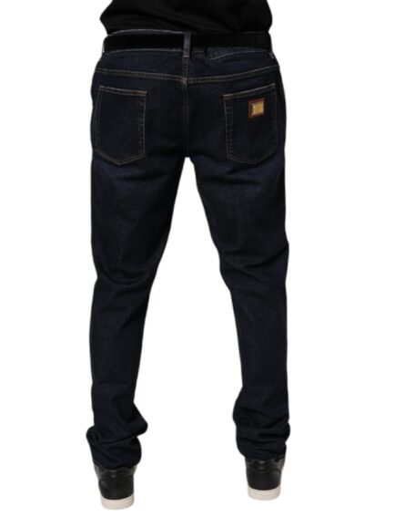 Dark Blue Cotton Stretch Skinny Denim Jeans - Image 4