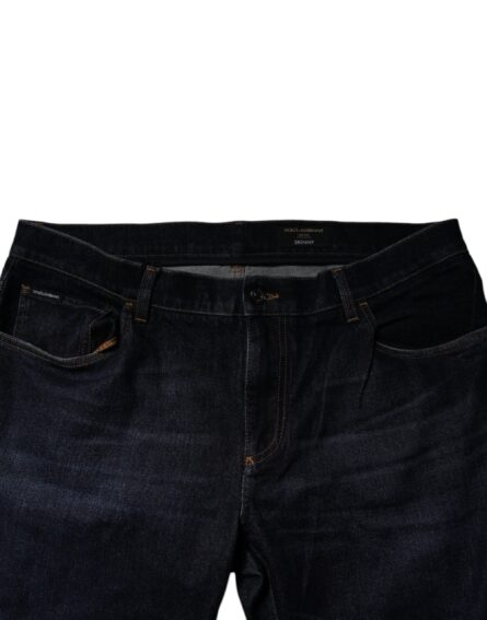 Dark Blue Cotton Stretch Skinny Denim Jeans - Image 5
