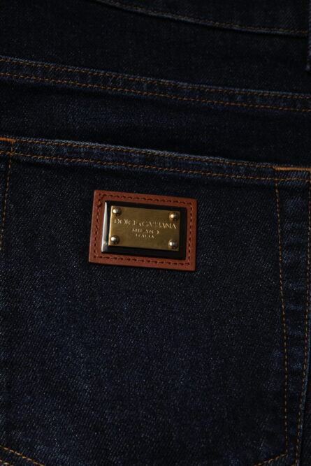 Dark Blue Cotton Stretch Skinny Denim Jeans - Image 6