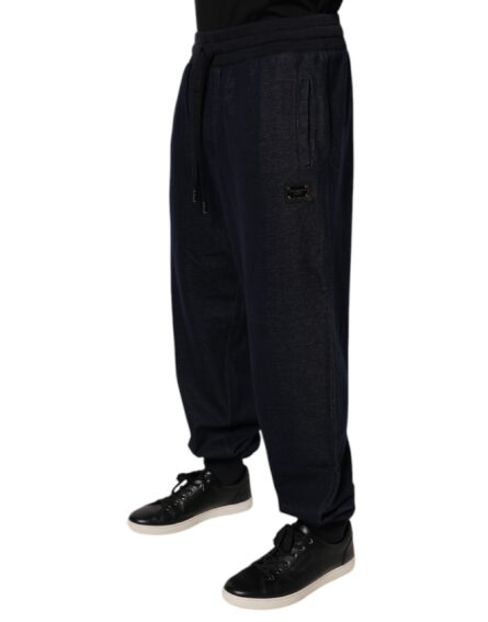 Black Jacquard Cotton Jogger Sweatpants Pants - Image 3