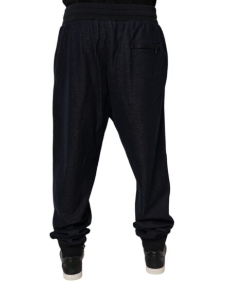 Black Jacquard Cotton Jogger Sweatpants Pants - Image 4