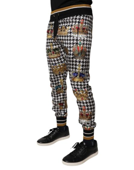 Multicolor Houndstooth Crown Men Sweatpants Pants - Image 3